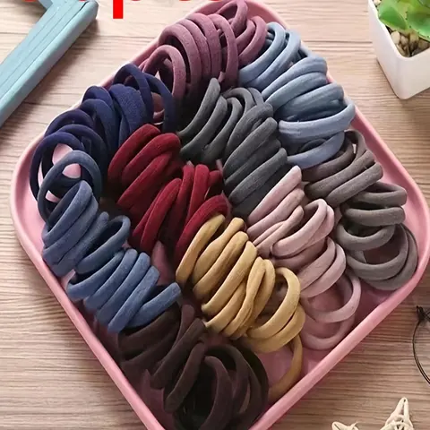 Random Color Simple Plain High Elastic Hairband (50pcs/100pcs), Women's Casual Versatile Hair Accessory, Daily Use Thick Hair Ponytail Holder, Hair Accessories Set, Elastic Band Scrunchies, Bulk Hair Ties, Pony Tail Holders, Hair Style Accessory