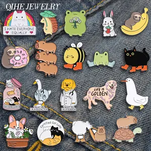 US-LUX - Cute Animal Series Brooch Enamel Pins Cartoon Kawaii Capybara Cat Animal Doctor Dog Brooches Backpack Lapel Badge Jewelry Gift