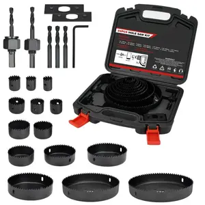 Hole Saw Set 24 PCS Hole Saw Kit, Hole Saw Drill Bit Kit, 3/4"-6" (19-152mm) 14 PCS Saw Blades, for Drywall, Soft Wood, Plywood, Plastic, PVC