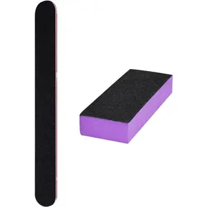 Nail File and Thin Buffer Block, 100/180 Grit, Professional Manicure Tools Kits, Black Nail Pedicure File and Thin Sanding Buffing Grinding Plisher File