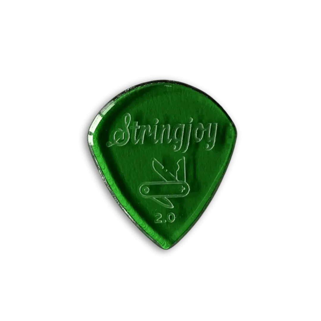 Stringjoy Guitar Pick Set - 2-Pack Durable 2.0mm Polymethyl Methacrylate Pocketknife Picks with Textured Grip, Musical Instrument Accessory Compatible with 1.5mm-3.0mm Range