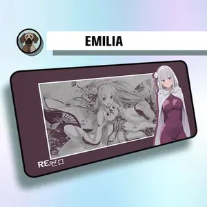 Premium Emilia Mouse pad | Anime Emilia Desk mat | Re Zero Deskmat | Subaru Waifu mousepad | Isekai Desk Pad
