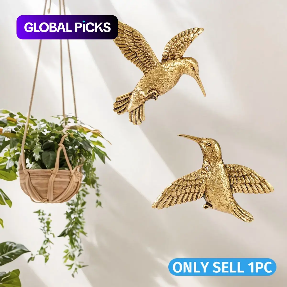 Resin Hummingbird Wall Hanging Decor, Aesthetic Wall Decor, Flying Hummingbird Design, Indoor Home Decoration for Living Room, Dining Area, Party and Wedding, Hanging Ornaments, Decorative Home Accessory, Home Decor Items #GLOBAL PICKS