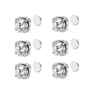 Stainless Steel Magnetic Stud Earrings Not Easy to Fall off for Men Women 1 Pair / 2 Pair Non Piercing Painless Hypoallergenic Bright Luster  8MM/6MM Cubic Zirconia