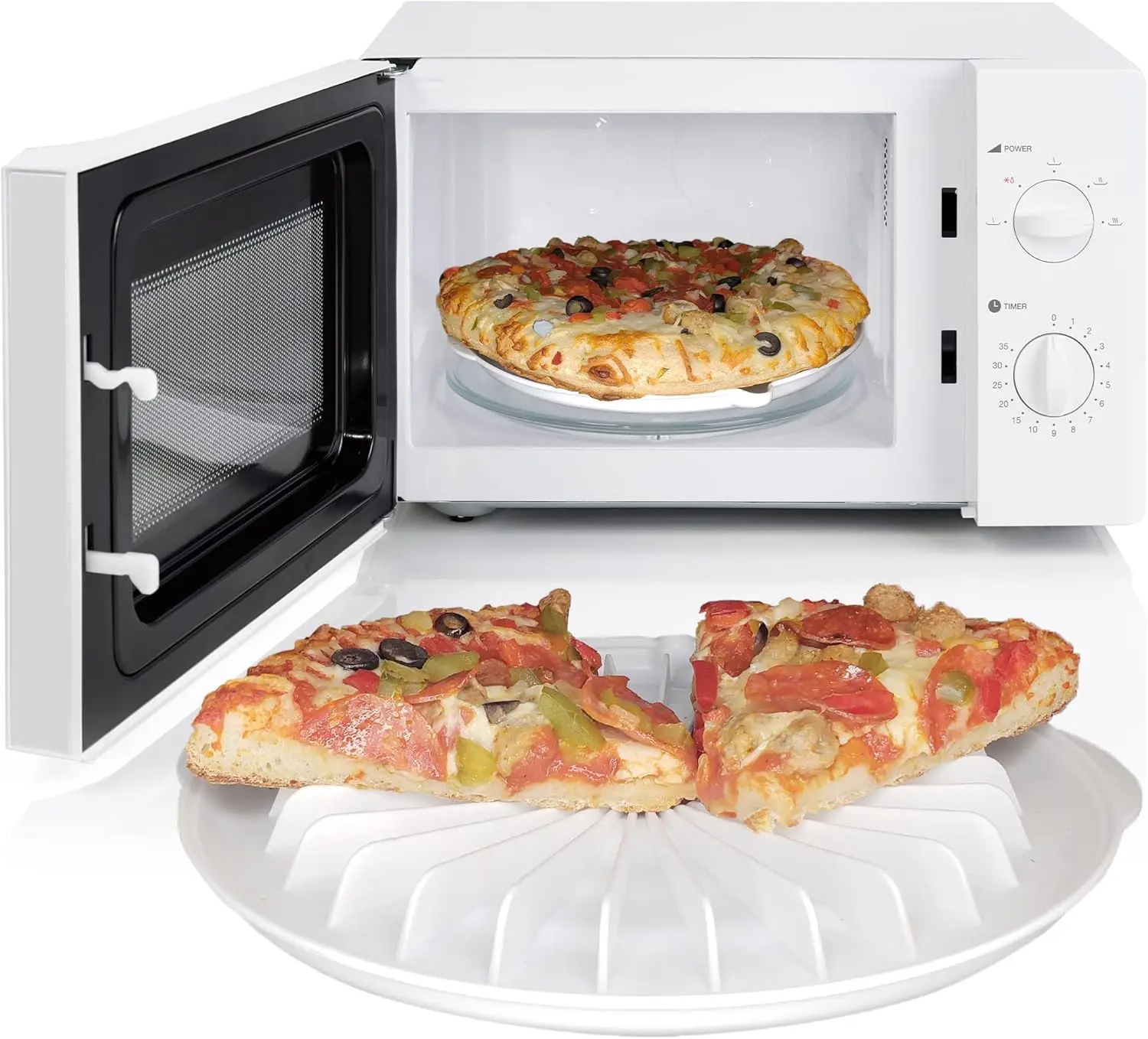 Kitchen Discovery Microwave Pizza Reheater Tray – BPA-Free 10-Inch Plate for Reheating Pizza, Bacon & Snacks, Even Heat Distribution for Fresh Taste