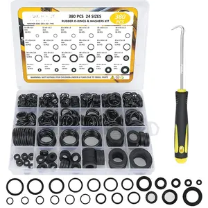 8 Sizes Rubber &  Washers and 16 Sizes O Ring Assortment Kit, 380 count Shower Hose/ Washers with Screen Filter Faucet  Washer 180?Full Pick & Hook Tool for Sealing Repair