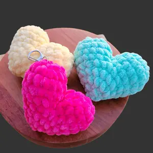 Crochet Heart Keychain, Amigurumi Backpack Charm, Kawaii Accessory Gift