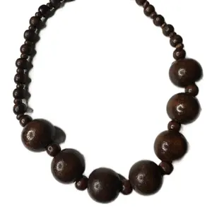 9” Female Stretchy Beaded Wood Necklace Earring Set