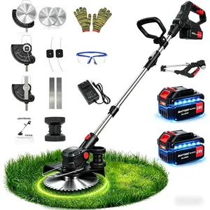 24V Cordless String Trimmer, 8-inch   Weed Wacker with 2x4.0Ah , Foldable 3-in-1 Brush , 3 Types  Electric Lawn Edger with Side Wheel Assist for Yard & Garden