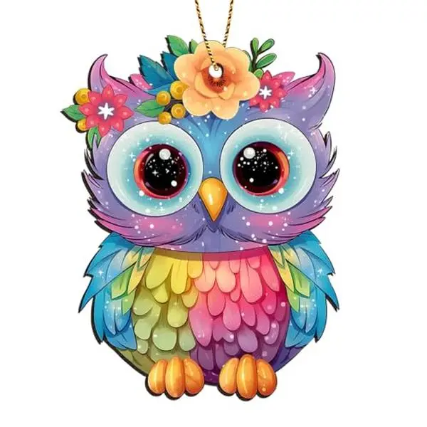 2 Side Printed Colorful Owl Wooden Christmas Ornaments 2024, Keepsake for Women, Men and Friends, Cute Owl Christmas Tree Ornaments, Christmas Tree Hanging Decorations
