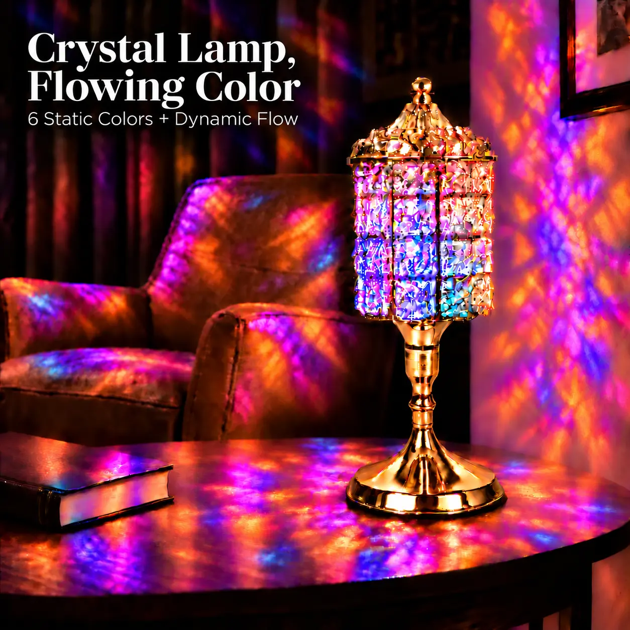 RGB Color-Changing Crystal Ambient Table Lamp – Combines an elegant design with dynamic light and shadow effects.Ideal for use as decorative lighting in bedrooms, dressing tables, game rooms, or for party settings – a thoughtful gift for women.
