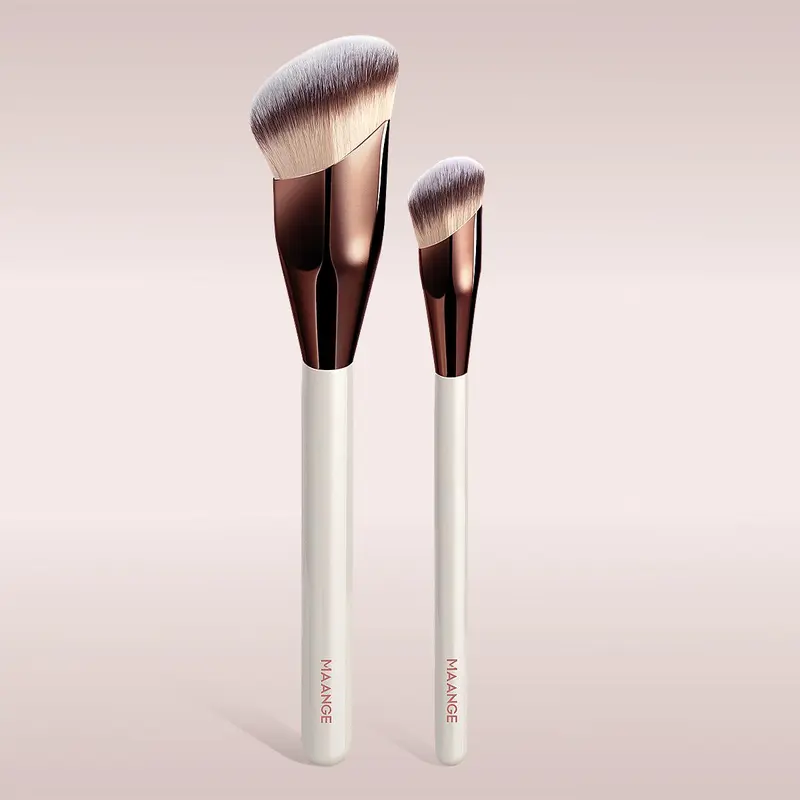 Professional Facial Brush Set, 2 Counts Dual Brush Foundation Brush & Concealer Brush, Makeup Tools with Soft Fiber for Easy Carrying, Brush for Travel, Face Makeup Brushes, Beauty Travel Brush, Cosmetic Brushes