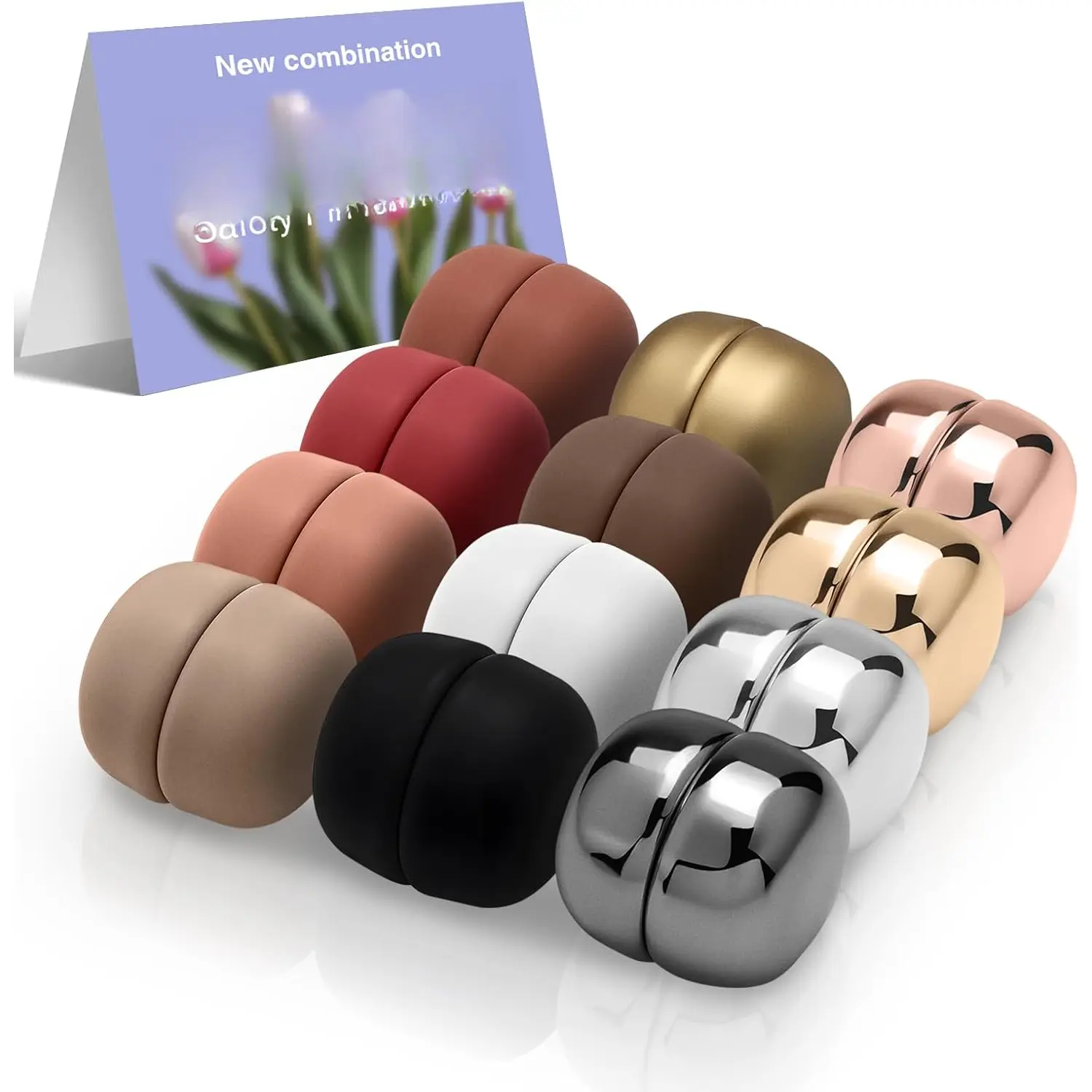 12 Pairs   Hijab Pins for Women | No-Snag Pinless Hijab  | Multi-Use Hijab Scarf & Clothing Clips |  Shiny & Matte Set ( Hold, No  to Fabric)