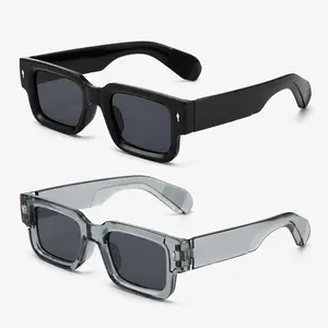 2 Pack Sunglasses for Women Men, Trendy Retro Square Shades, Thick Frame Fashion Eyewear for Beach Vacation
