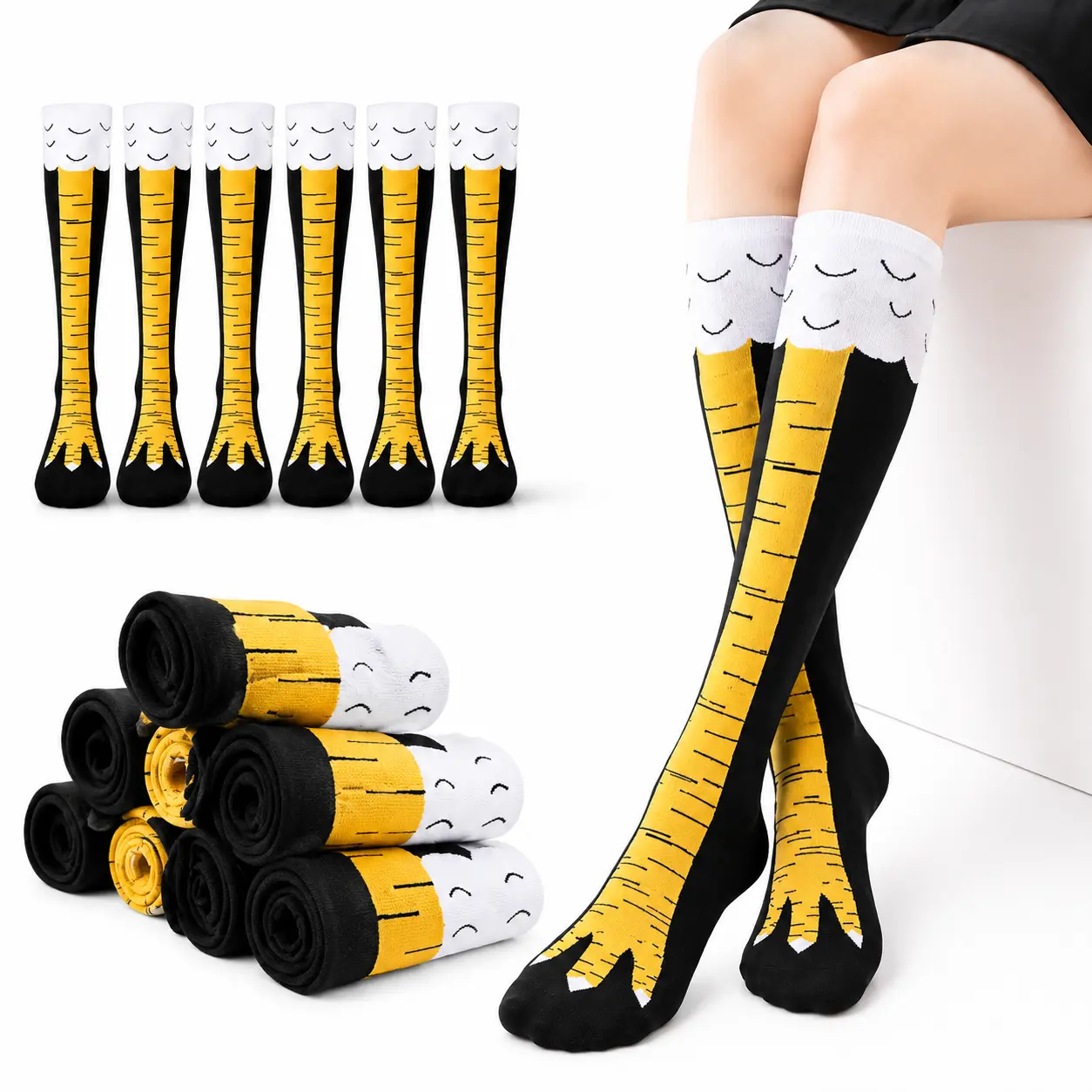 2026 New 3D Chicken Leg Knee-High Socks, Funny Animal Paw Party Costume Socks for Women & Men, Novelty Festive Gift Accessory