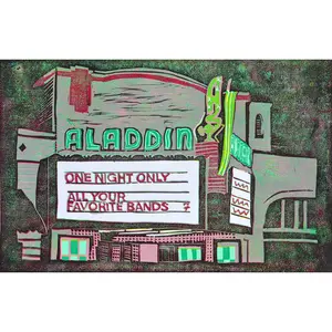 Aladdin Theater Marquee Poster - Aladdin Theater Portland, Oregon, 18x12 Block Printed Poster by Anne Pick