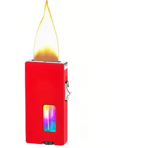 Wide Butane Lighters, Sensing Shake to Ignite, Size, USB-C Charging and Refillable Lighter with Safety Lock (Fuel Not Included) (Red)
