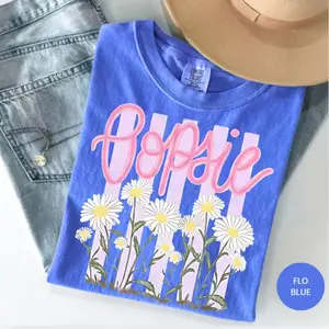 Comfort Colors Oopsie Daisy Graphic TshirT, Graphic Tee for Women, Casual Flower Print tShirt, Soft Cotton Vintage Aesthetic Tee Gift for Her, Cotton Fabric - TrendWear USA