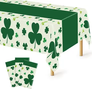 3 Pack St Patricks Day Decorations, 108" X 54" St Patricks Day Tablecloth, Disposable Plastic Shamrock Green Tablecloths Grass Table Cover, Irish Holiday Table Cloth for Shamrock Party Supplies