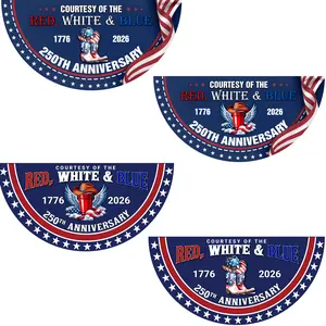Courtesy Of The Red White And Blue Semicircular Flag, America 250th Anniversary Non-Pleated Fan Flag
