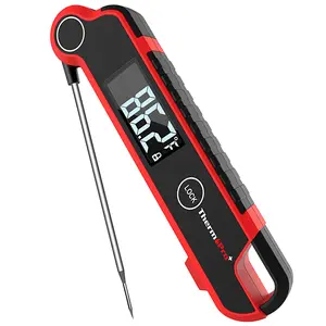 [BBQ Season]ThermoPro 1-S Read Digital Meat Thermometer, Auto-Rotating Display, Waterproof for Cooking, BBQ, Grill, Kitchen Measuring Utensils Black  Modern Kitchenware Compact