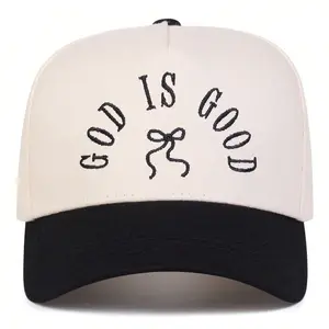 Coquette Christian "God is Good" Baseball Cap for Women | Retro Camo & Two-Tone Bow Embroidered Trucker Hat | Cute Faith Statement Aesthetic Dad Hat