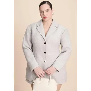 ELOQUII Women's Plus Size Nipped Waist Wool Blend Blazer With Back Adjuster