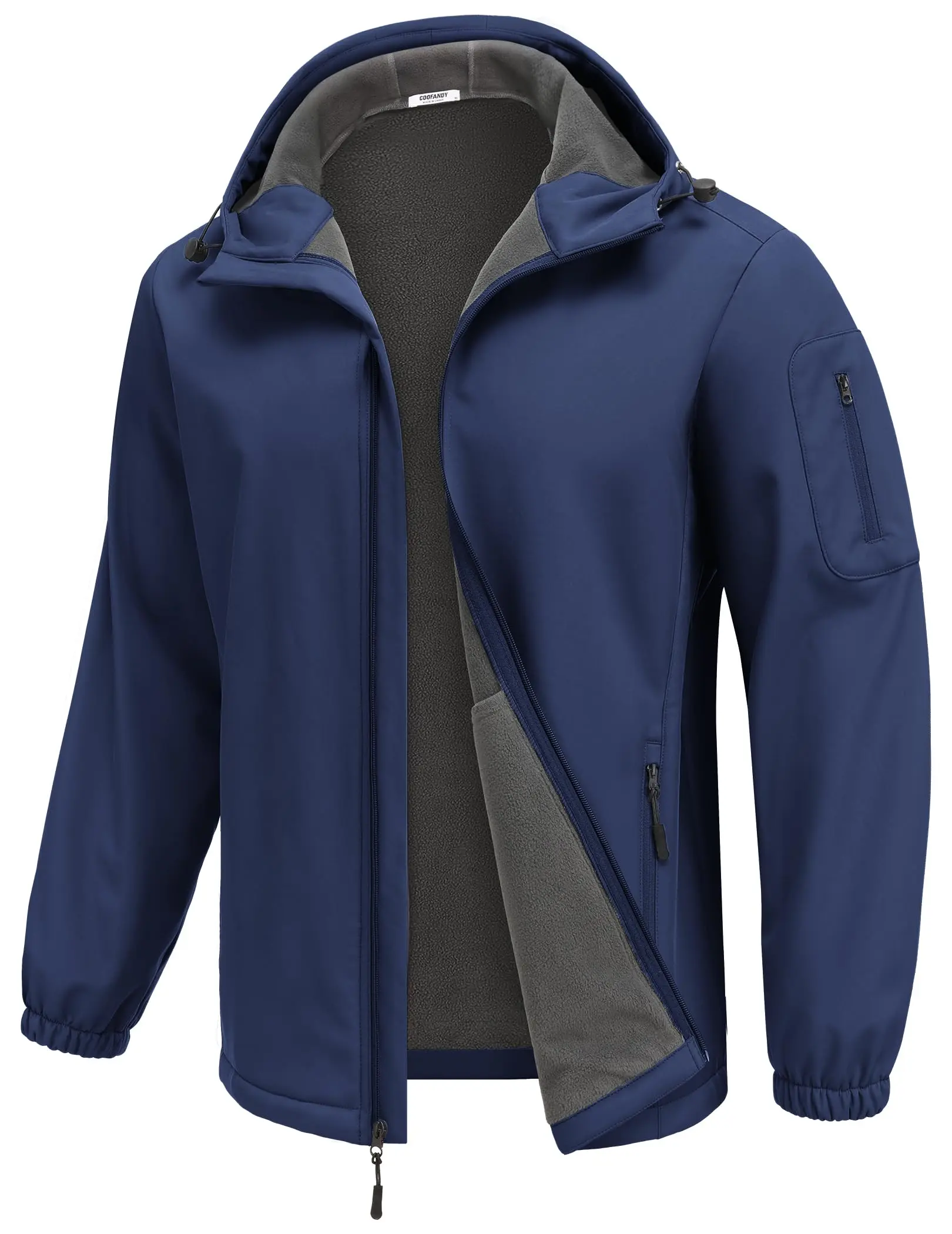 COOFANDY Men's Softshell Hooded Fleece-Lined Windbreaker Jacket, Stretch Spandex Fabric Activewear Top