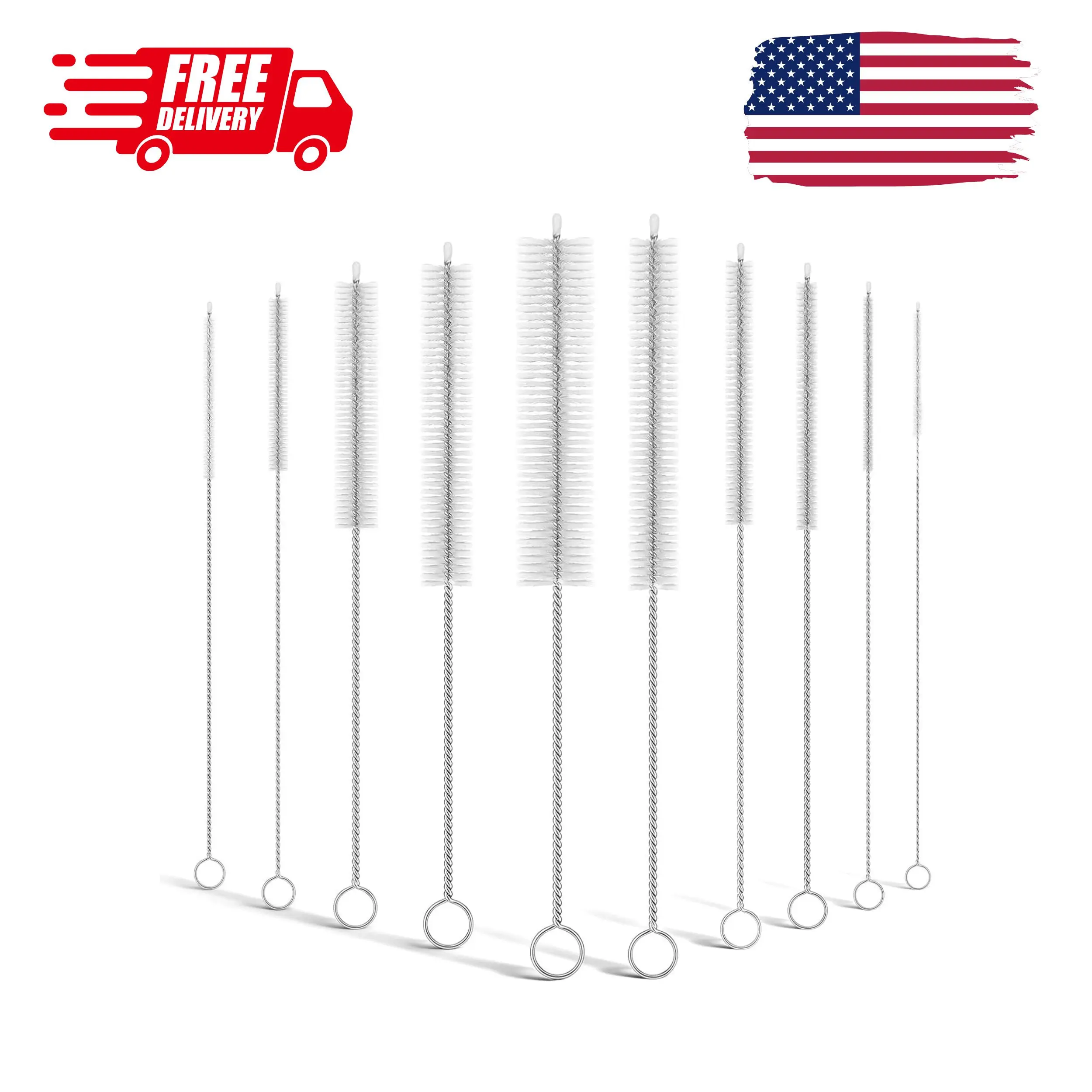 10 Pack Long Straw Cleaner Brush Set, 8.7 Inch