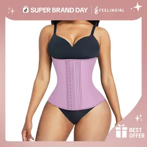 FeelinGirl Waist Trainer for Women Latex Waist Cincher Corset LatexPlus Size Shapewear 3 Hooks Cinchswear Underweaer Garment Compression tummycontrol Women TiktokSuperBrandDay