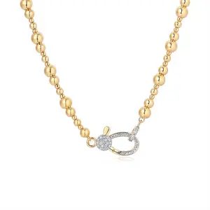 14K Gold Diamond Ball Chain Necklace