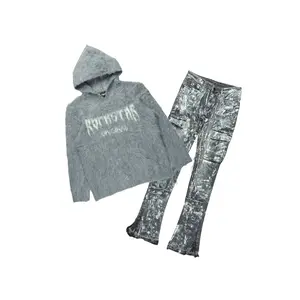 Andros Grey/Dark Grey Mohair Hoodie/Stacked Flare Jean Set