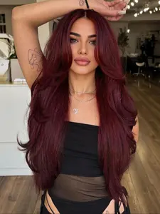 28 Inch Long Deep Wavy Wigs for Women, Gorgeous Fluffy Wigs with Bangs, Synthetic Lace Front Wigs for Party, Daily Use