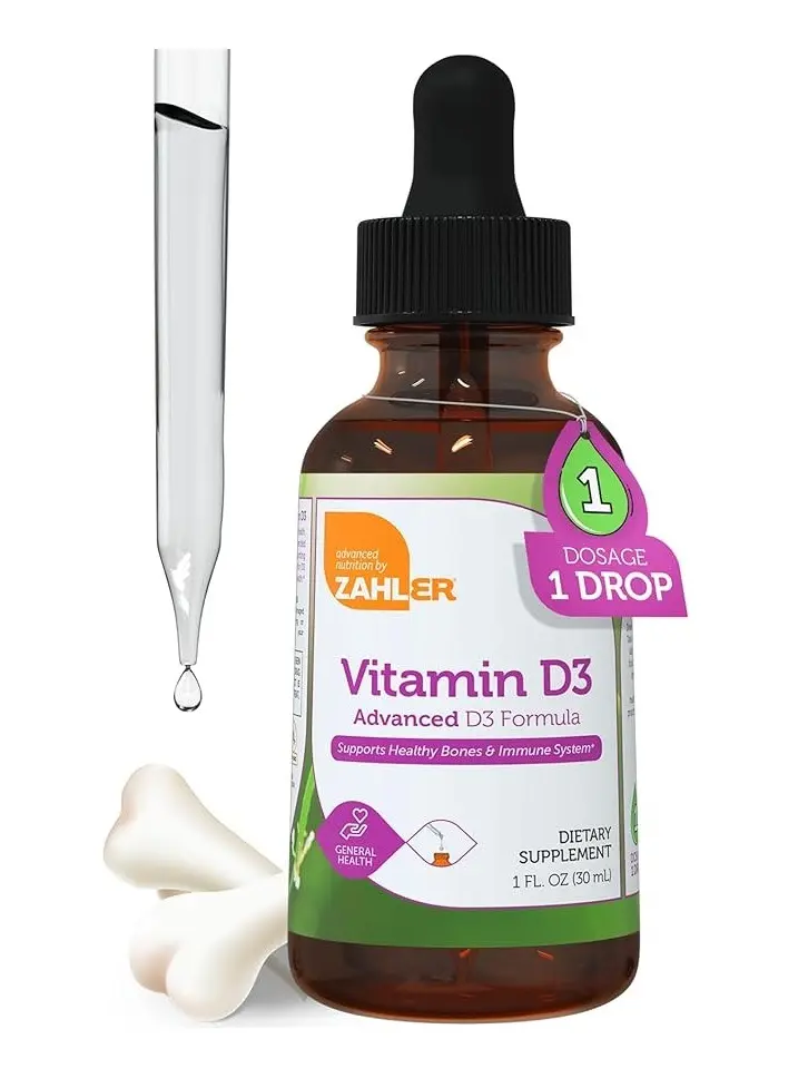 Zahler Liquid Vitamin D3 1000 IU Adult Supplement for Women & Men Vegetarian Kosher Non-GMO Gluten Free Vitamin D3 Drops 1 fl oz Healthcare Milk - Dietary