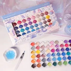 60 color shell shaped solid watercolor pigment set, art painting pigment, pearl solid pigment, washable watercolor, DIY hand drawn, suitable for painting, DIY graffiti, sculpture coloring occasions