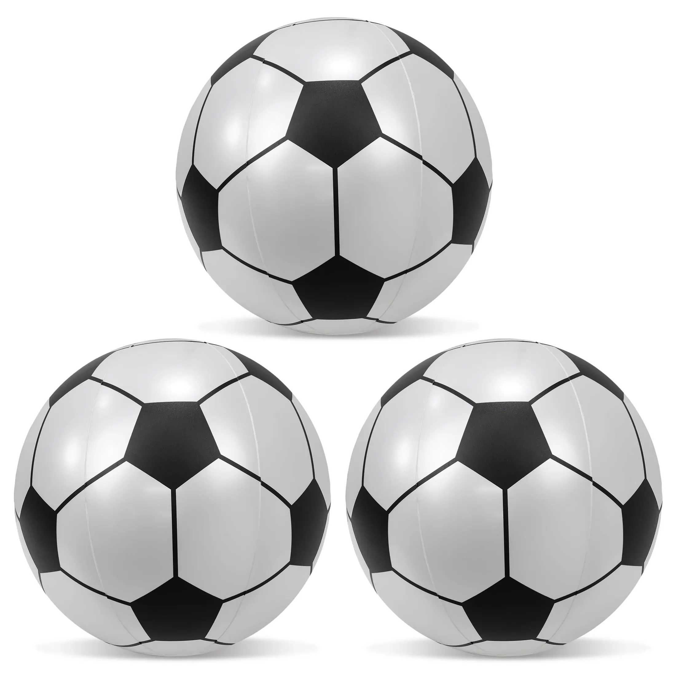 POZA 16-Inch Oversized Sports PVC Vinyl Soccer Beach Ball 3-Pack - Kids and Adults Inflatables, Football Fashion Design, Quick Valve, Unisex, Easy to Carry for Watch Parties (Toys & Hobbies, Pool Water Sand Outdoor Play)