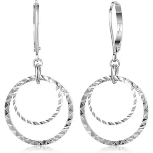 Women's silver round lever-back earrings, women's drop earrings, silver drop-shaped round textured drop earrings, hollow earrings, jewelry gifts: clothing, shoes, and jewelry