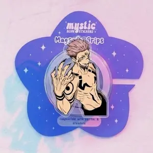 Magnetic Phone Grip Anime Demon Sukuna, Magsafe Compatible Kindle Holder, Dark Aesthetic High-quality Print, Strong Magnet Gift for Readers.