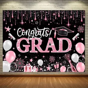 Graduation Banner Background Screen Rose Decoration, 2026 Graduation Party Photo Prop, High-Quality Fabric Material