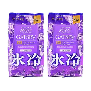 Mandom Gatsby Ice Cooling Body Wipes - Invigorating Fruit Scent, Extra Large Pack 60 Count (2x 30 Count Value Set)