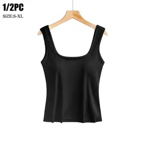 Women's Solid Scoop Neck Cami Top,Casual Sleeveless Spaghetti Strap Top for Daily WearLadies Clothes for All Seasons, Womenswear