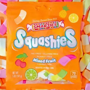 Smarties Squashies Mixed Fruit Flavored Candy- Cherry & Blackcurrant Lemon & Lime Orange & Pineapple 1 bag 141 g