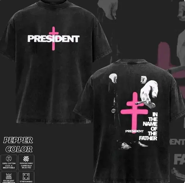 [COLLECTION] President Band T-Shirt Collection, Gothic Cross Graphic Tee, Retro Deathcore Style Shirt, Dark Religious Metal Inspired Shirts, Vintage Washed Heavy Cotton Band Tee, Gift for Metal Music Lovers, Alternative Merch for Men & Women