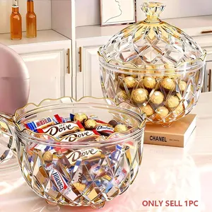 Candy Snack Bucket Storage Jar, Reusable Snack Containers, Home Organization Containers, Embossed Luxury Cookie Buffet Container with Lid, Food Storage Container, Plastic Canister Jar, Kitchen Plastic Containers, Jewelry Box Canister