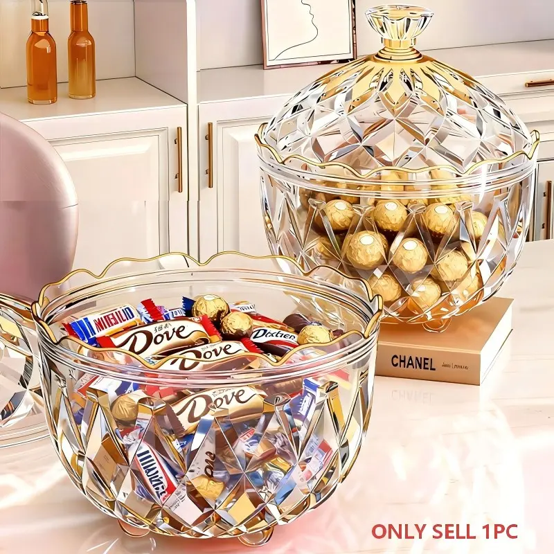 Candy Snack Bucket Storage Jar, Reusable Snack Containers, Home Organization Containers, Embossed Luxury Cookie Buffet Container with Lid, Food Storage Container, Plastic Canister Jar, Kitchen Plastic Containers, Jewelry Box Canister