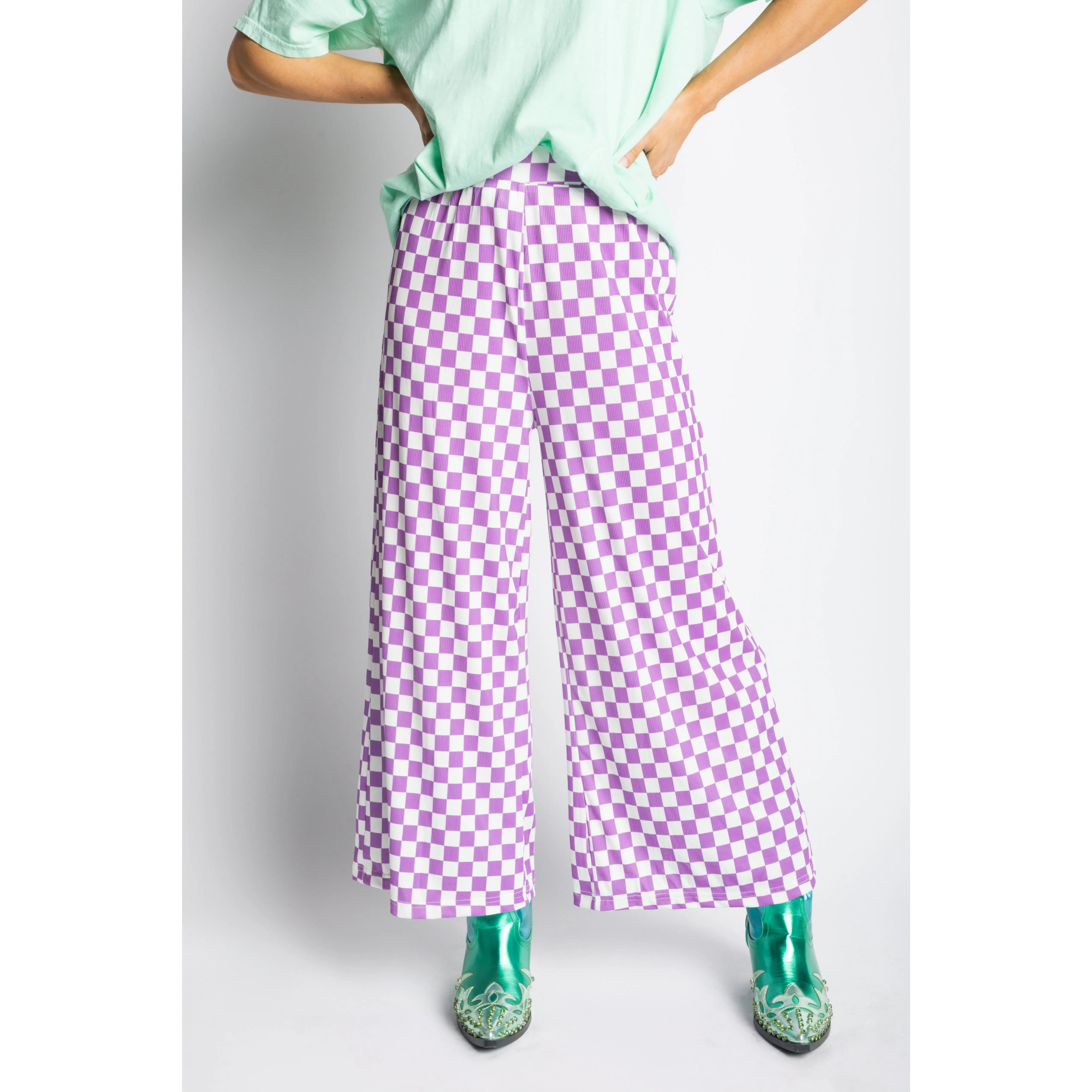 My Reputation Checkered Pants - Lilac