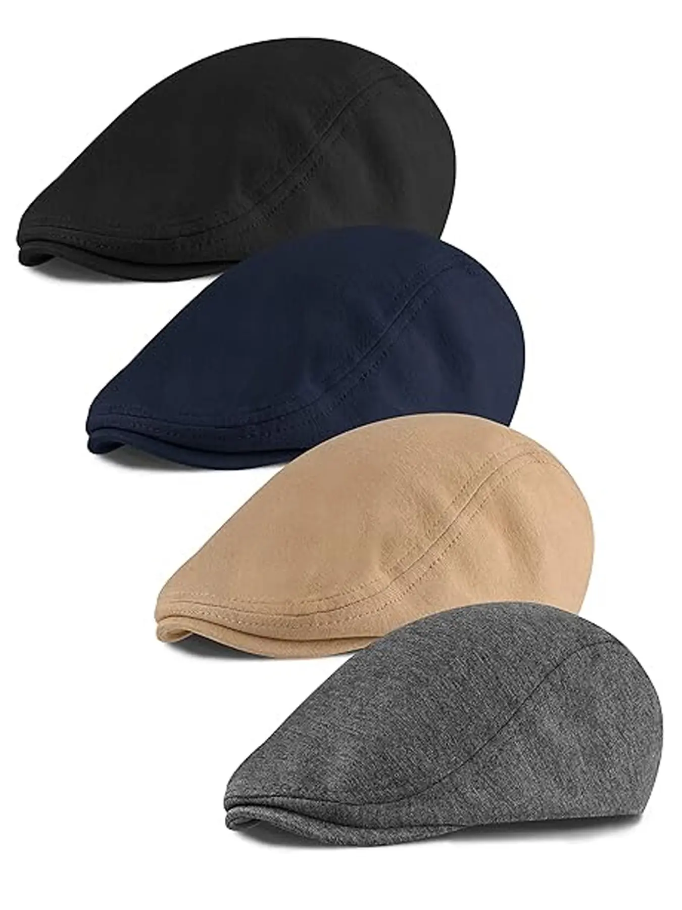 4 Pack Men Adjustable Newsboy Cap Soft Fit Cabbie Hat Casual Hat Premium Headwear Adjustable Casual Hats