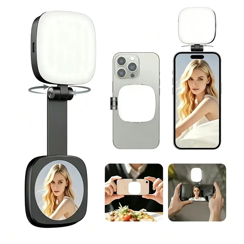 Upgraded Magnetic Selfie Light for Phones, LEDMagSafe Ring Light, 360° Portable Rechargeable Selfie &Fill Light with Mirror & Phone Stand, Perfect Gift for Girls,Ideal for Makeup, Live Streaming & Video Calls, Back to School