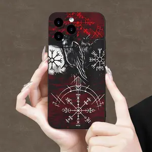 vintage Dark crow Norse r-rune Durable phone case Compatible with iPhone 17/16/15/14/13/12/11/Pro/ProMax/Plus/17Air/Xsmax, for Samsung S25/S24/S23/S22/Plus, Anti Fall Soft TPU Back Cover, Shockproof Cover, Uv Printed, Trendy Cases, Special Halloween Gift