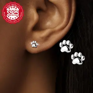 925 Sterling Silver Adorable Cat Paw Stud Earrings - Hypoallergenic for Daily/Summer Party - Must-Have for Cat Lovers